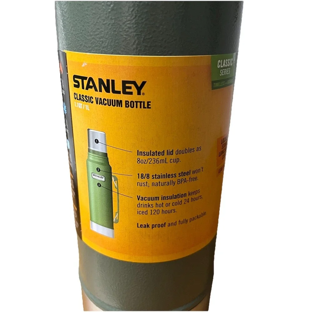 Stanley‎ Classic Vacuum Green 1.1 QT Thermos Wide Mouth Bottle Stainless Steel - Picture 2 of 5